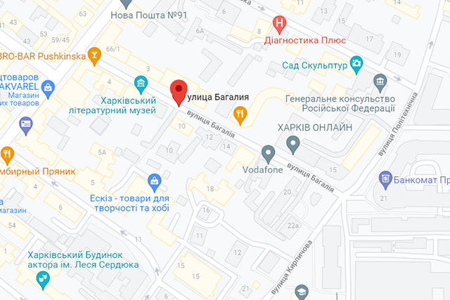 Улица Багалея на карте Харькова
