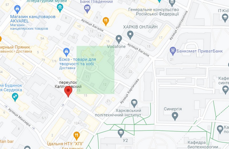 Двор Митасова на карте Харькова